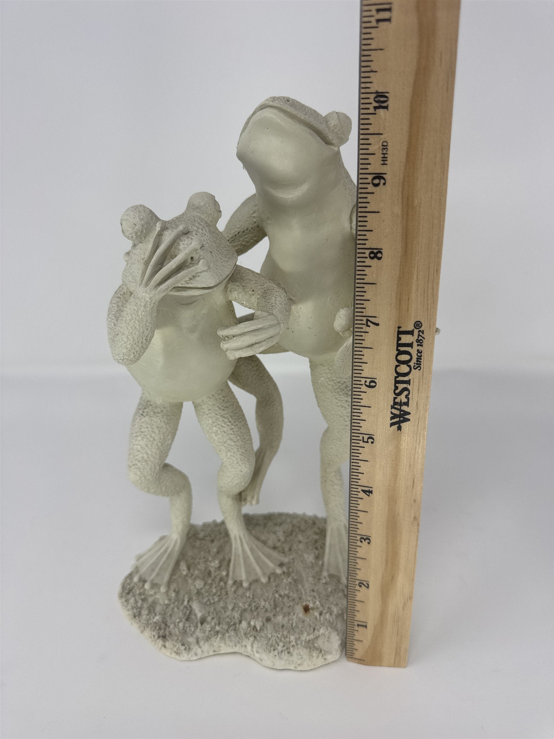Bon-Ton Home Expressions Dancing Frogs Figurine White Resin Dragonfly 10"