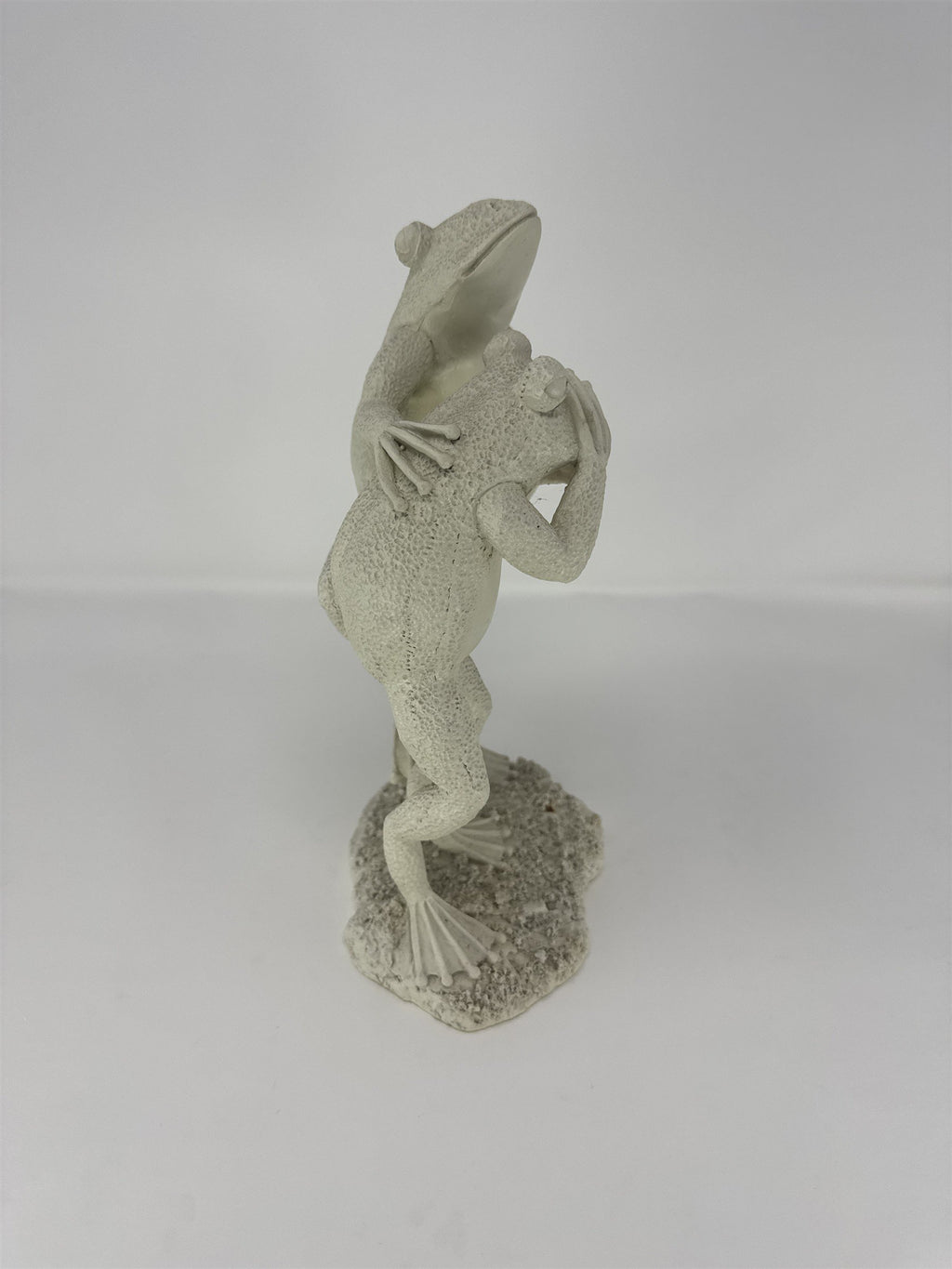 Bon-Ton Home Expressions Dancing Frogs Figurine White Resin Dragonfly 10"