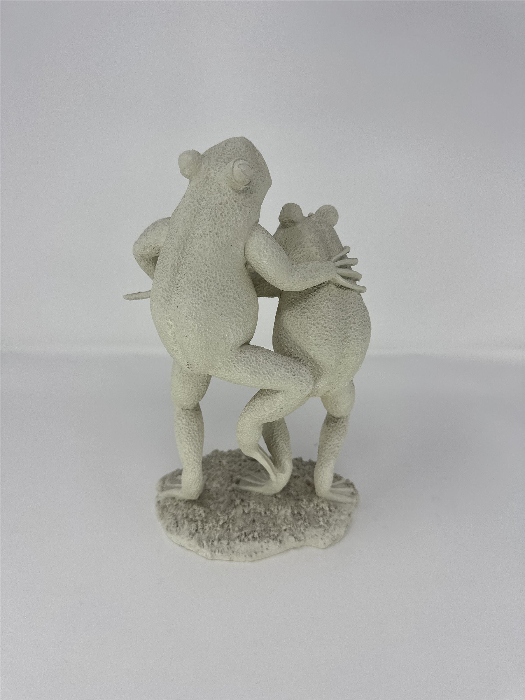 Bon-Ton Home Expressions Dancing Frogs Figurine White Resin Dragonfly 10"