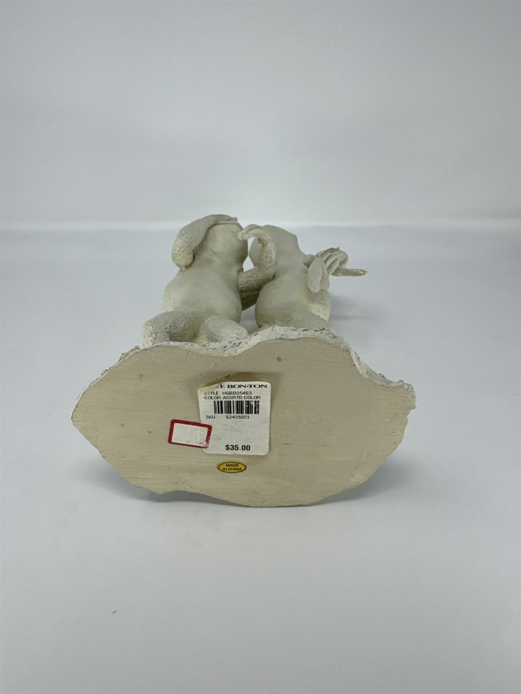 Bon-Ton Home Expressions Dancing Frogs Figurine White Resin Dragonfly 10"
