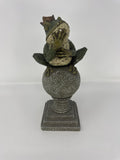 Home Interiors Frog Prince Figurine Thinking on Orb Statue 2003 Resin *Chips*