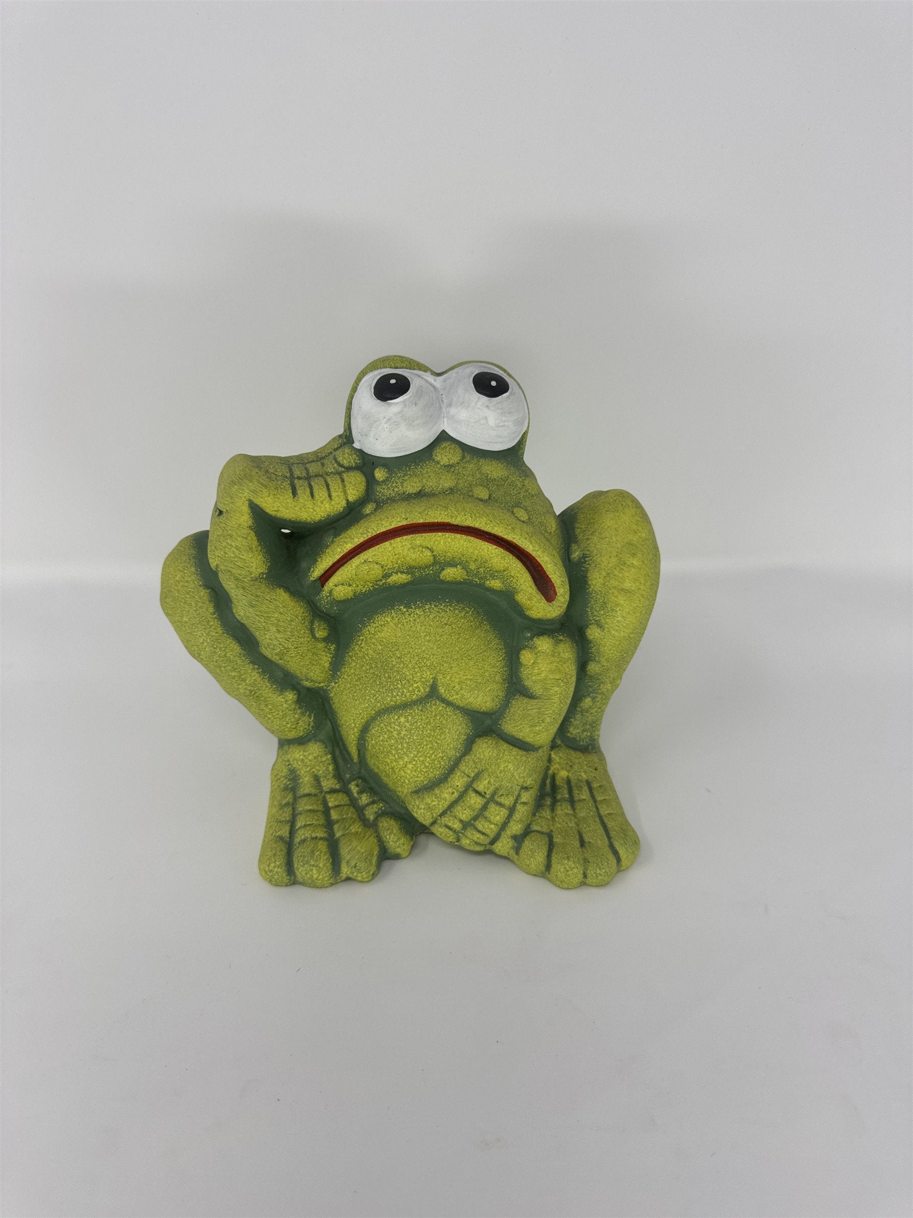 Thinking Frog Figurine Garden Statue Ocean Desert Sales Green Textured