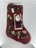 Home Interiors Christmas Stocking Red Fleece Primitive Santa Applique 57002