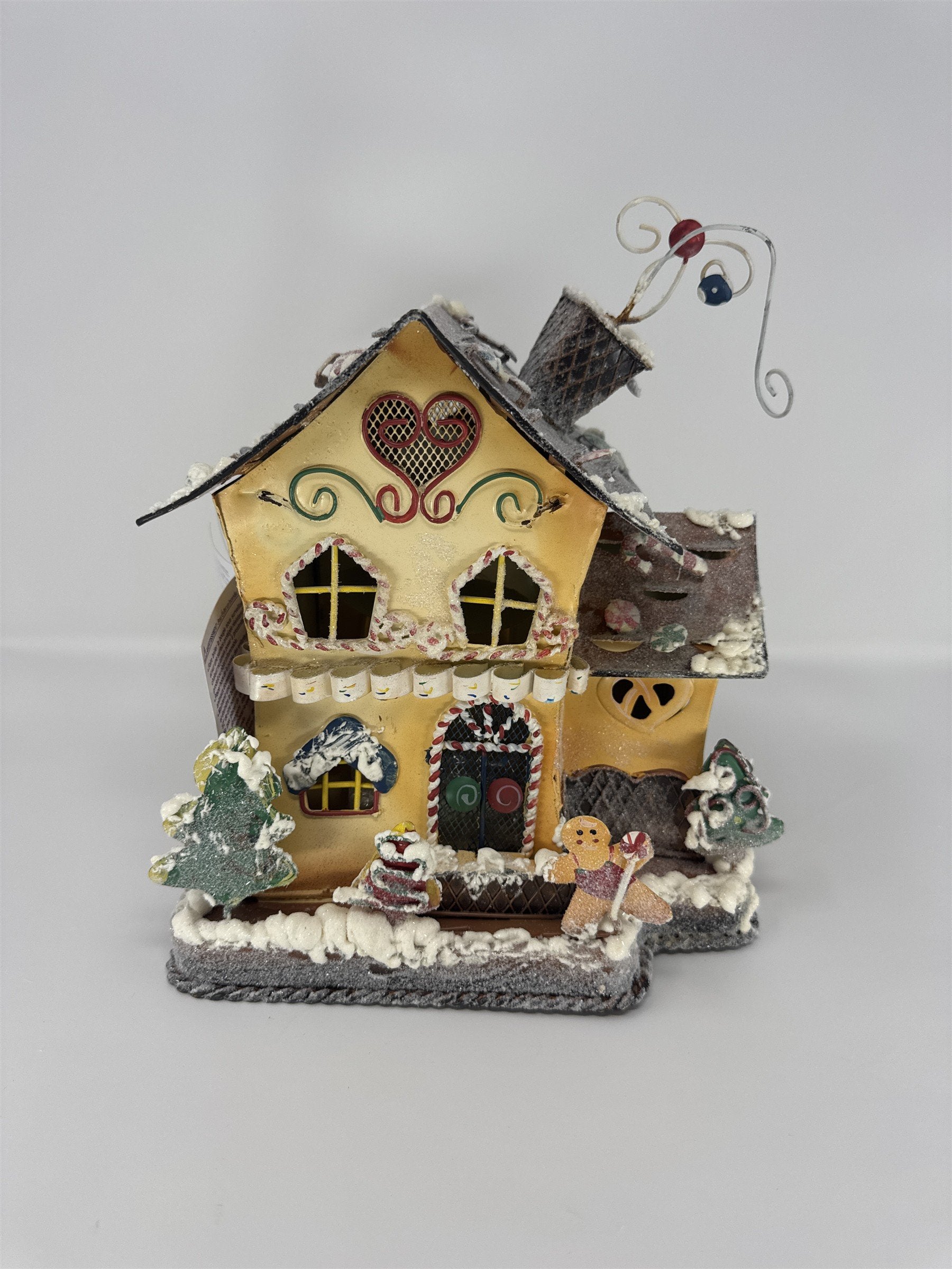 Home Interiors Gingerbread House Candle Holder 57042 Christmas Metal Decor NIB