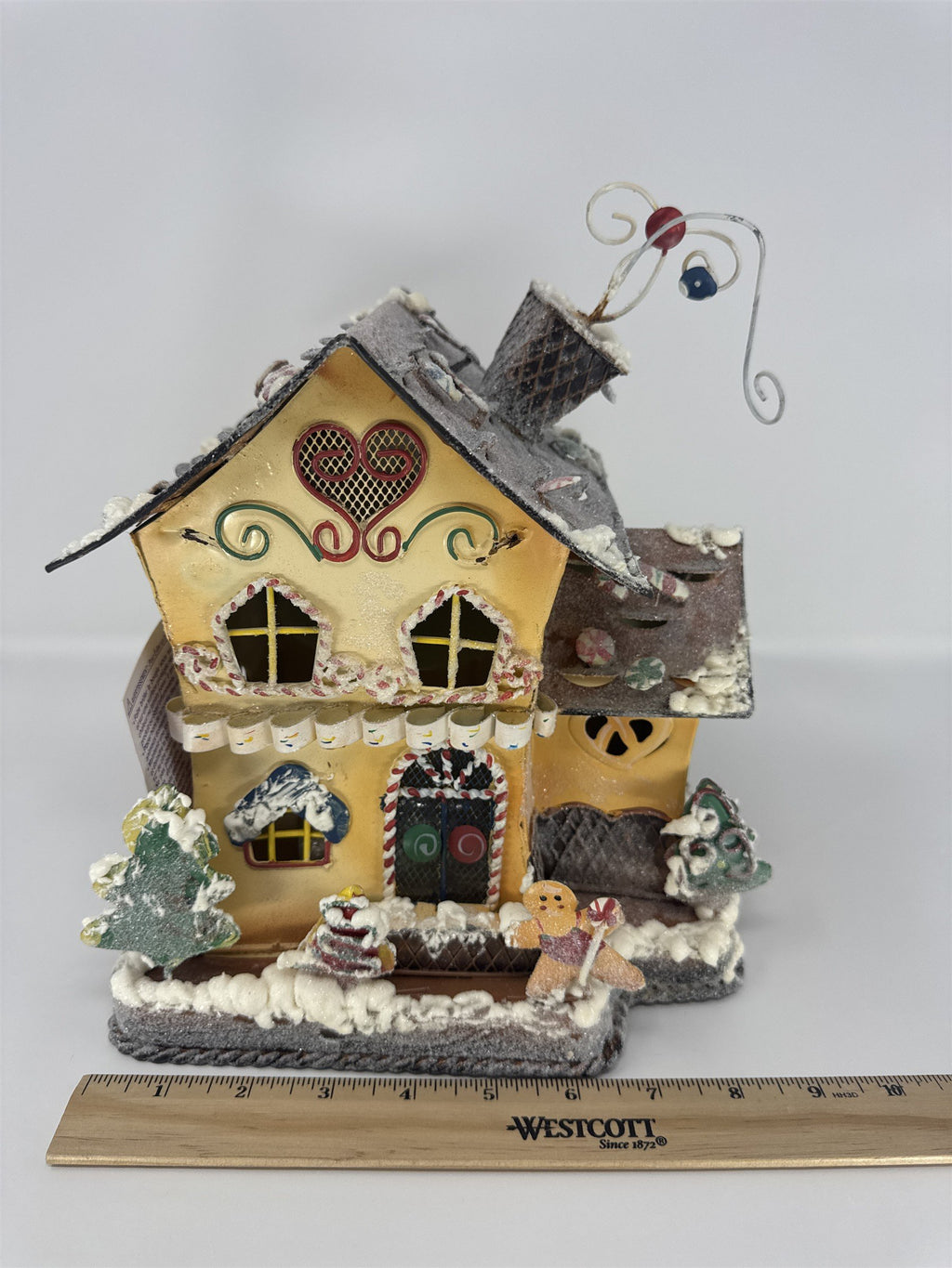 Home Interiors Gingerbread House Candle Holder 57042 Christmas Metal Decor NIB