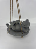 Hanging Frog Statue on Lily Pad Garden Decor Concrete Resin Sculpture Swing