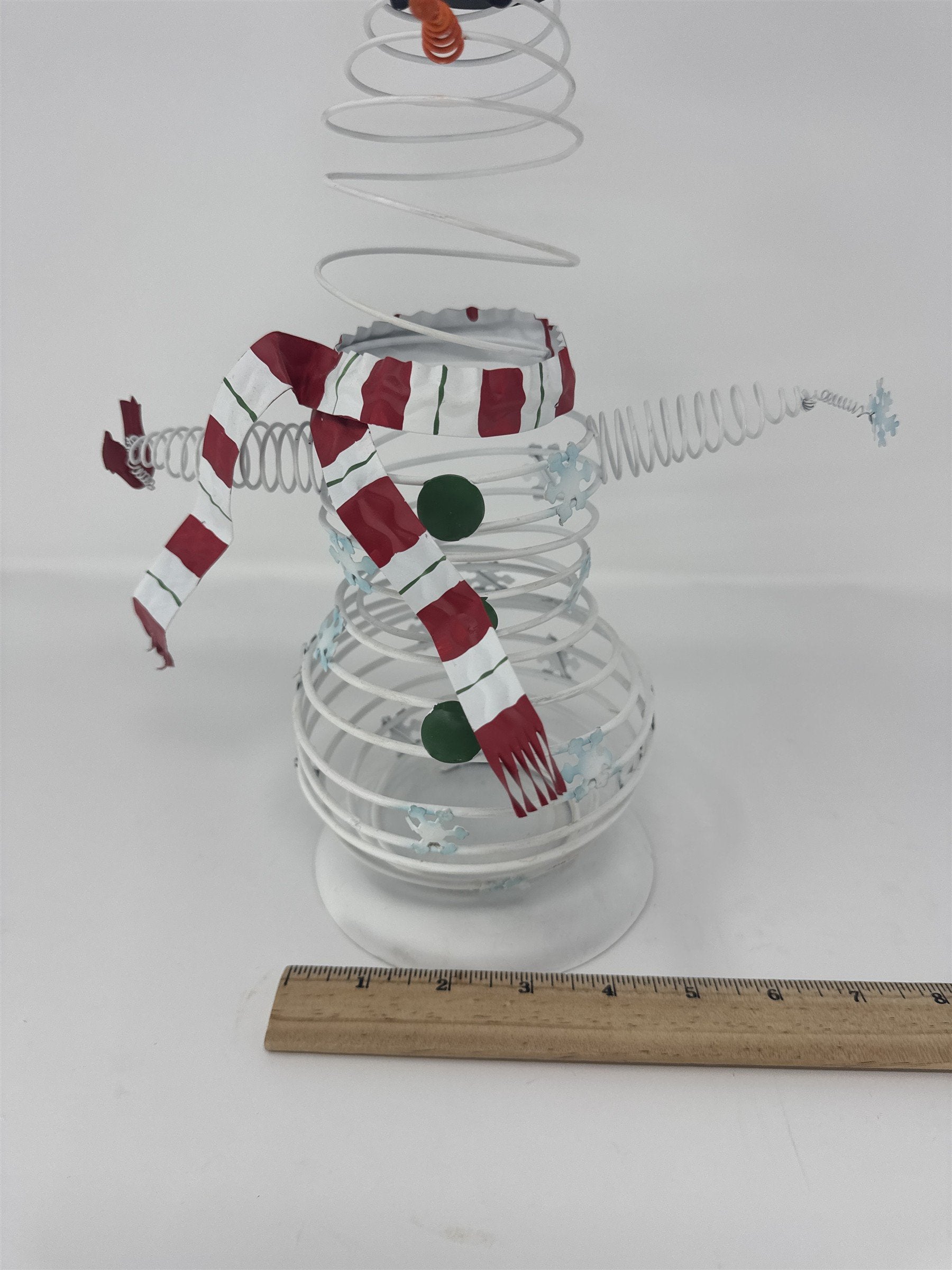 Vintage Metal Wire Snowman Figurine Rustic Christmas Decor Coil Spring 14"