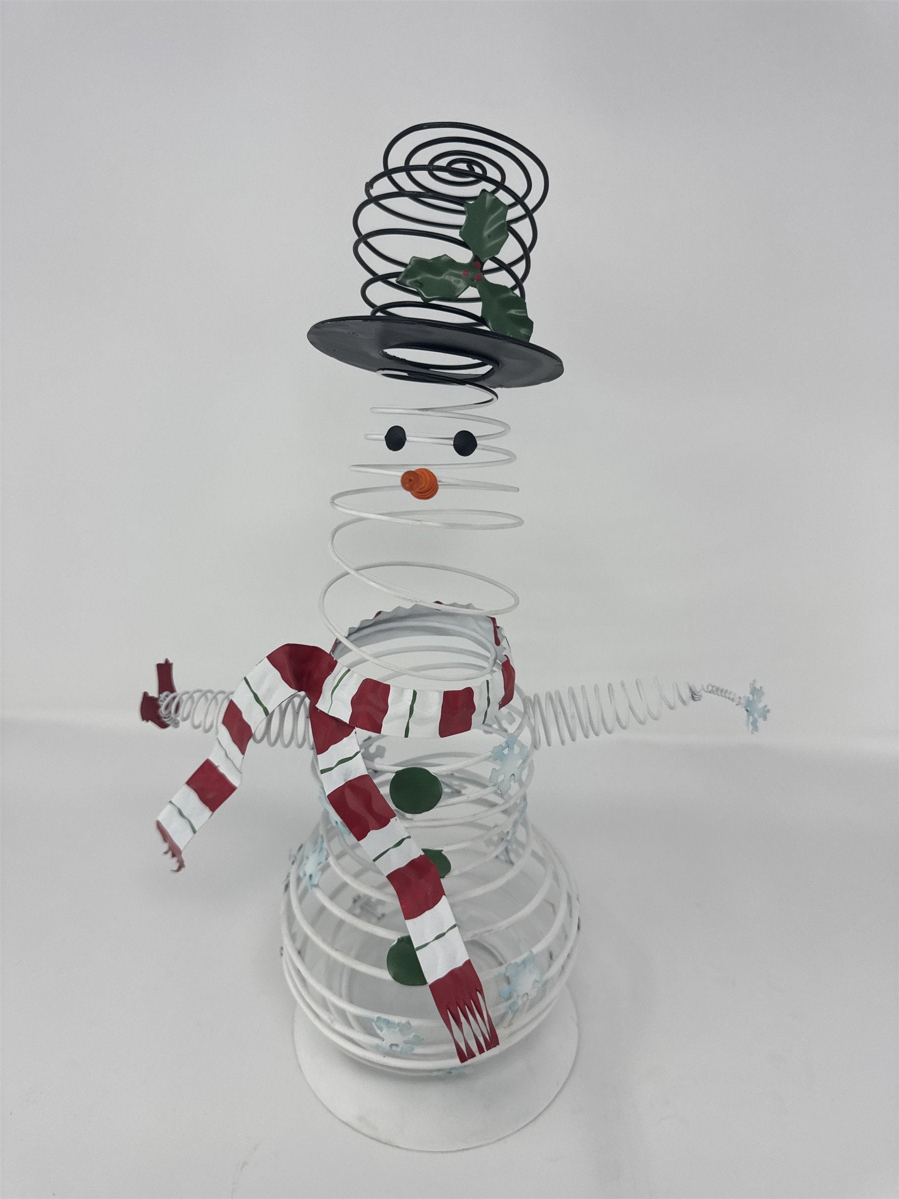 Vintage Metal Wire Snowman Figurine Rustic Christmas Decor Coil Spring 14"