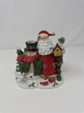 Home Interiors Santa Snowman Candle Holder 92048 Porcelain Christmas Decor 7"