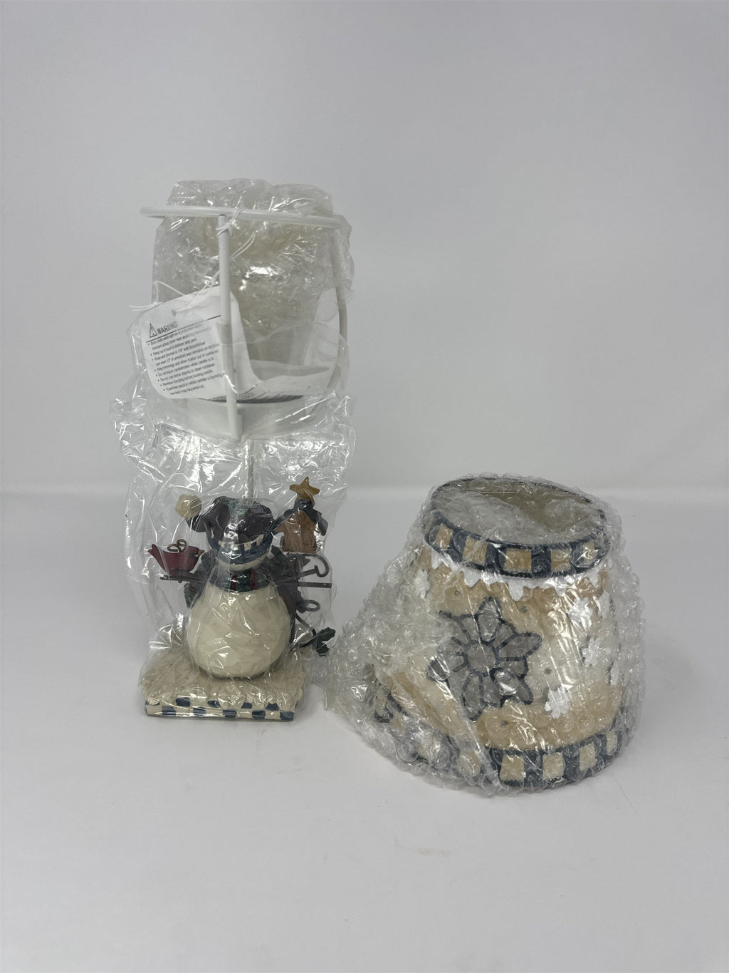 Home Interiors 55033 Snowman Votive Candle Holder & Shade Set Winter Decor