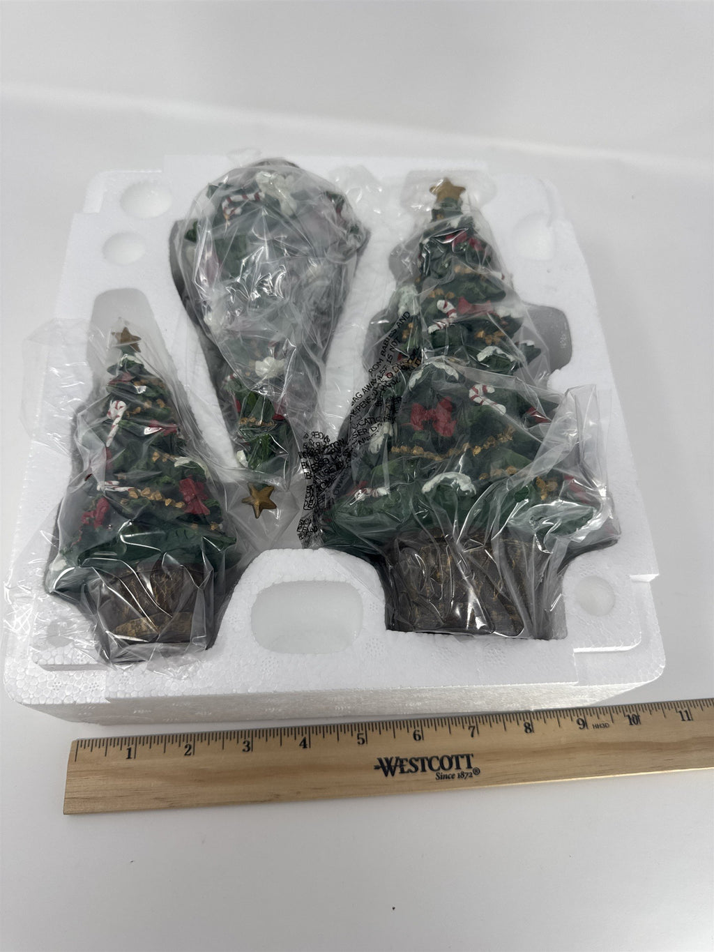 Home Interiors 56039 Set of 3 Christmas Tree Figurines Resin Holiday Decor