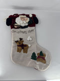 Home Interiors Santa Christmas Cheer Stocking 56031 Reindeer 3D Plush