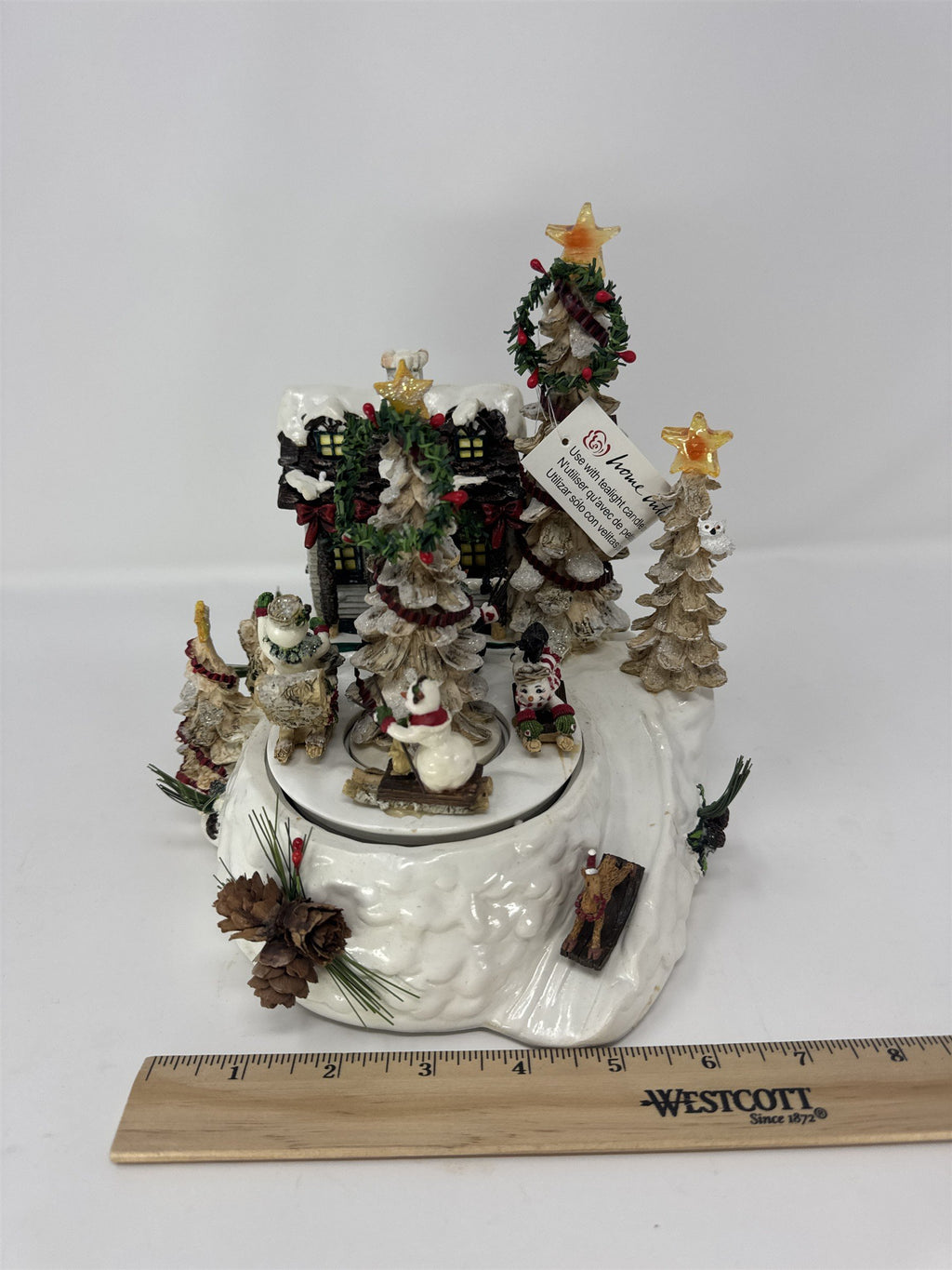Home Interiors 51043 Musical Lighted Winter Scene Rotating Snowman Figurine