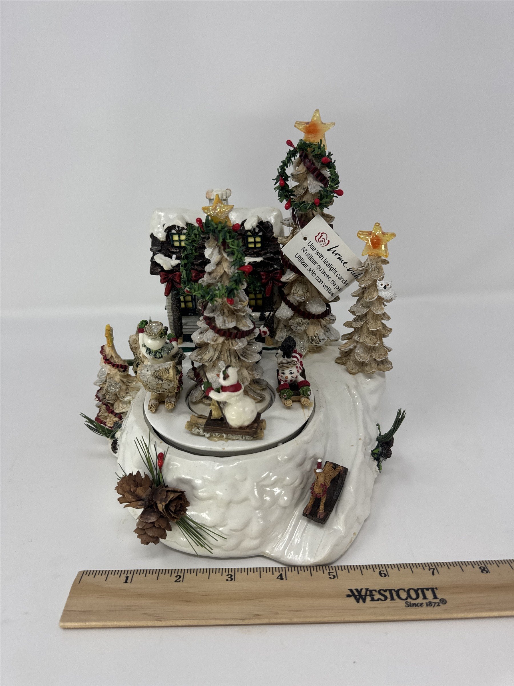 Home Interiors 51043 Musical Lighted Winter Scene Rotating Snowman Figurine