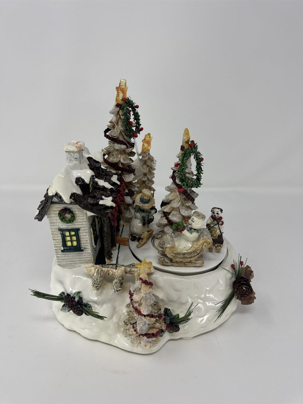 Home Interiors 51043 Musical Lighted Winter Scene Rotating Snowman Figurine