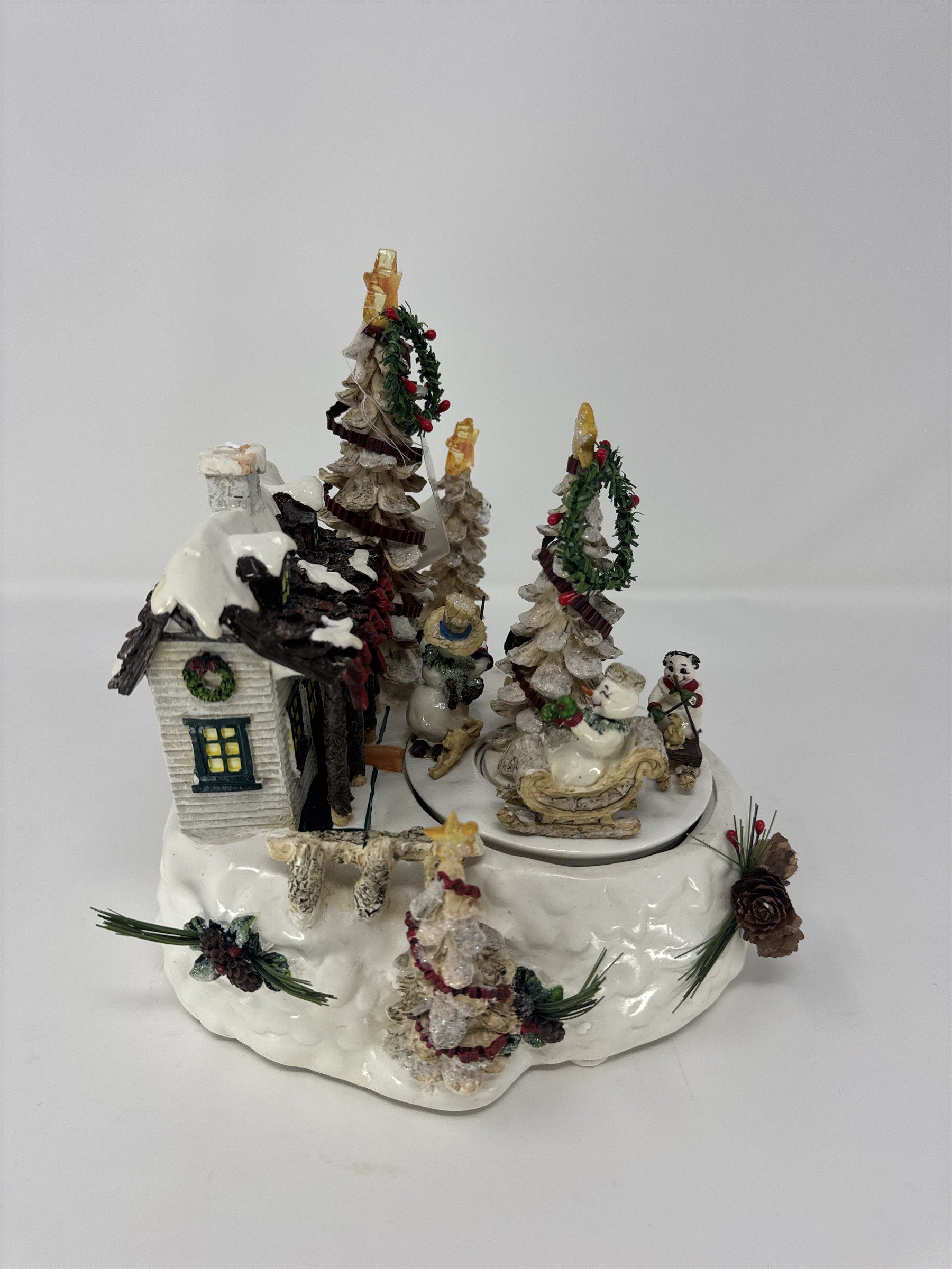 Home Interiors 51043 Musical Lighted Winter Scene Rotating Snowman Figurine