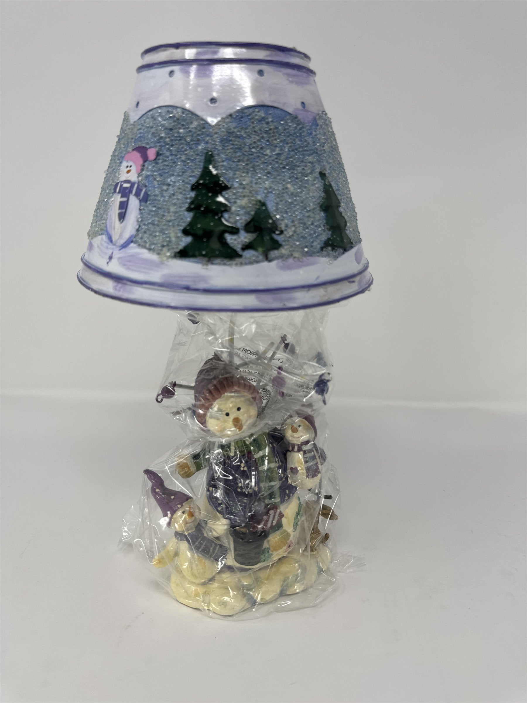 Home Interiors 55028 Snowman Votive Candle Holder Shade Set Winter Village