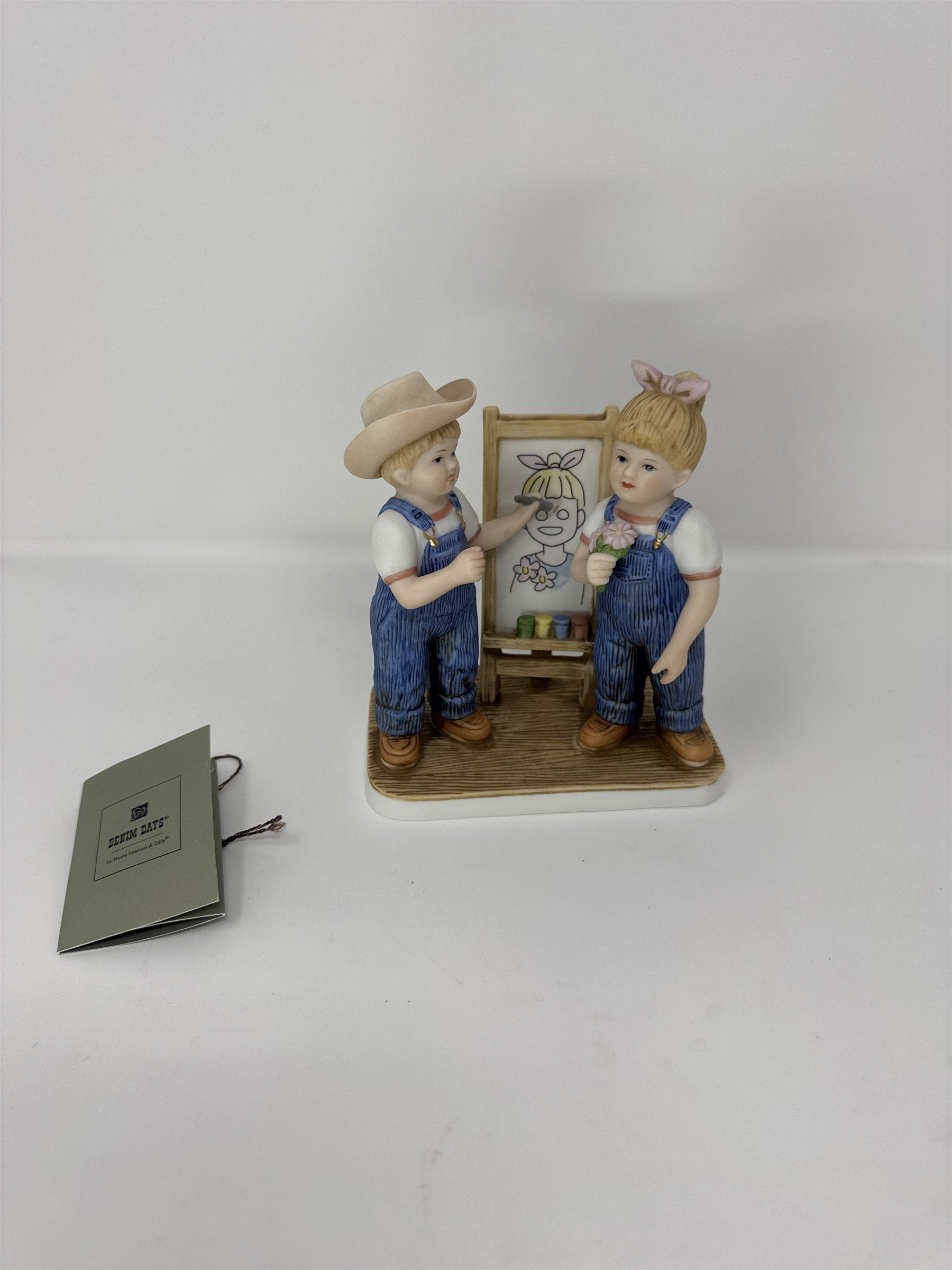 Home Interiors Denim Days Portrait of Debbie Figurine 15356-03 Artist Boy Girl