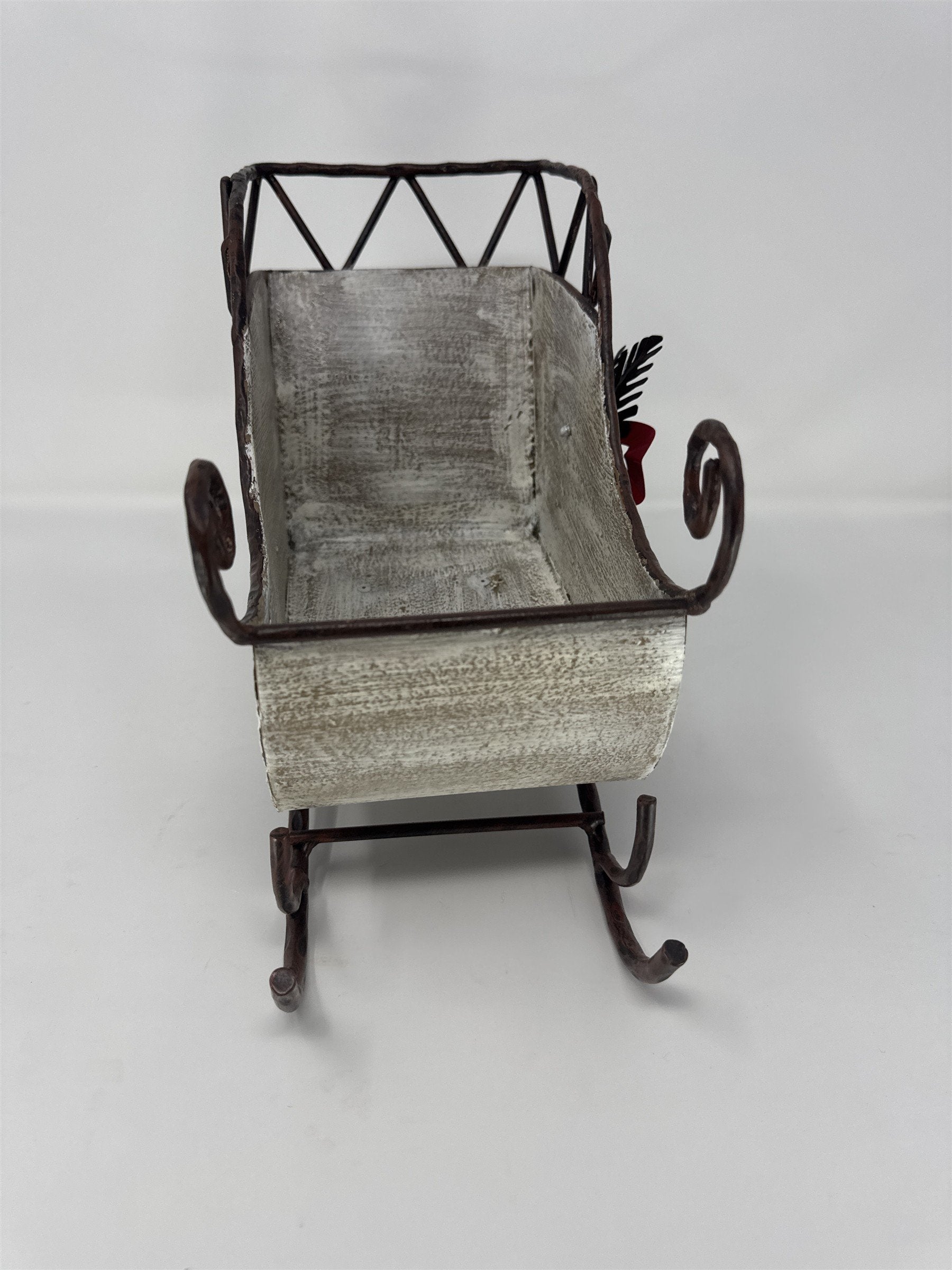 Home Interiors Large Metal Sleigh Sled Christmas Decor White Distressed