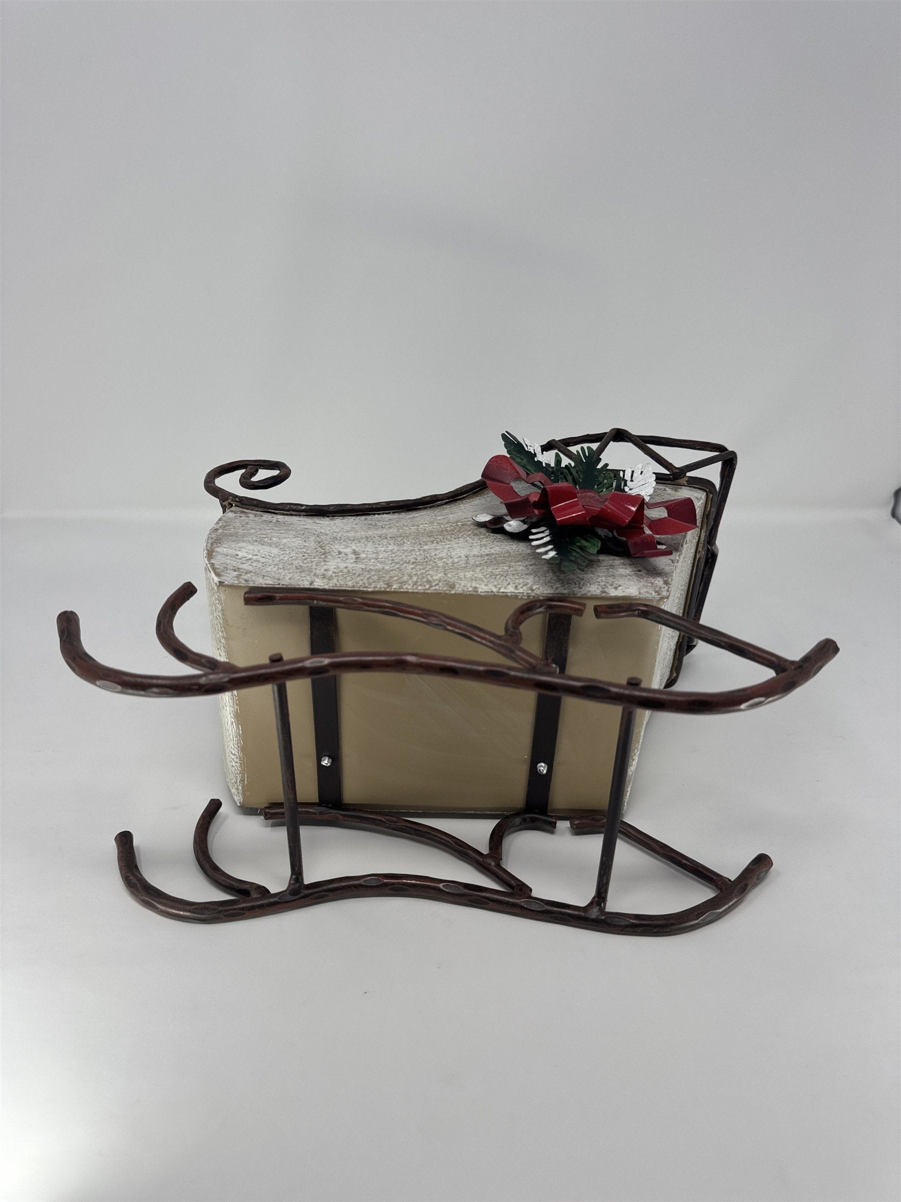 Home Interiors Large Metal Sleigh Sled Christmas Decor White Distressed