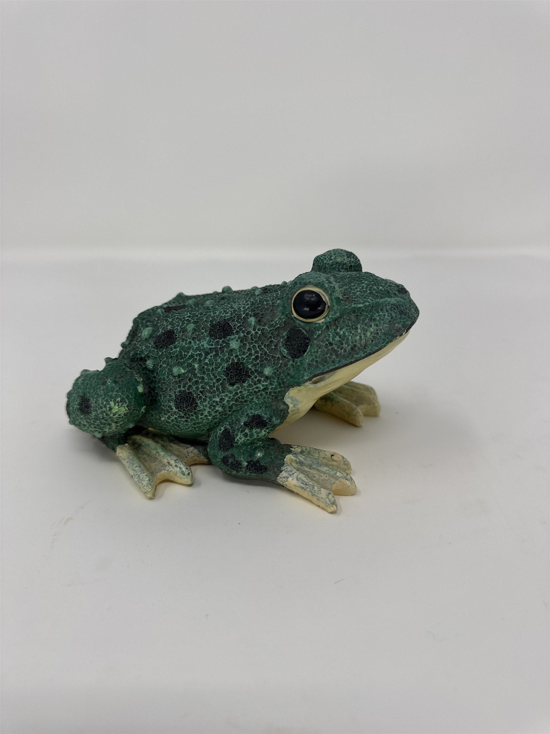Vintage Green Frog Figurine Spotted Toad Garden Decor 5"