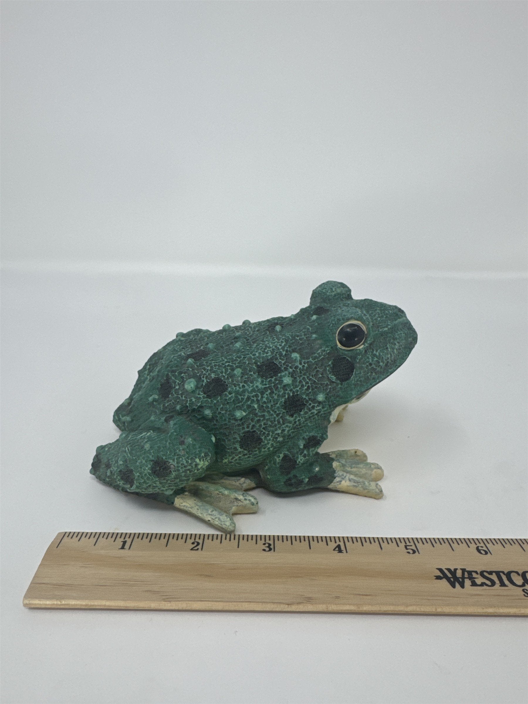 Vintage Green Frog Figurine Spotted Toad Garden Decor 5"
