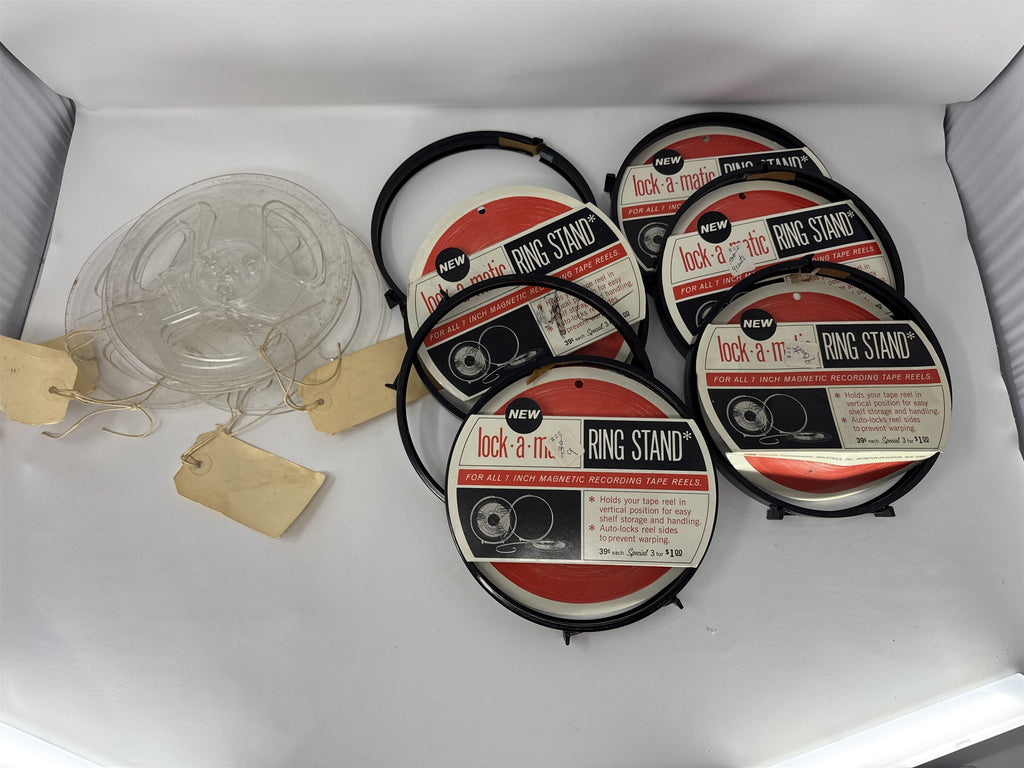 Vintage 7x Lock-A-Matic Ring Stand and 4x Scotch Reel to Reel Parts