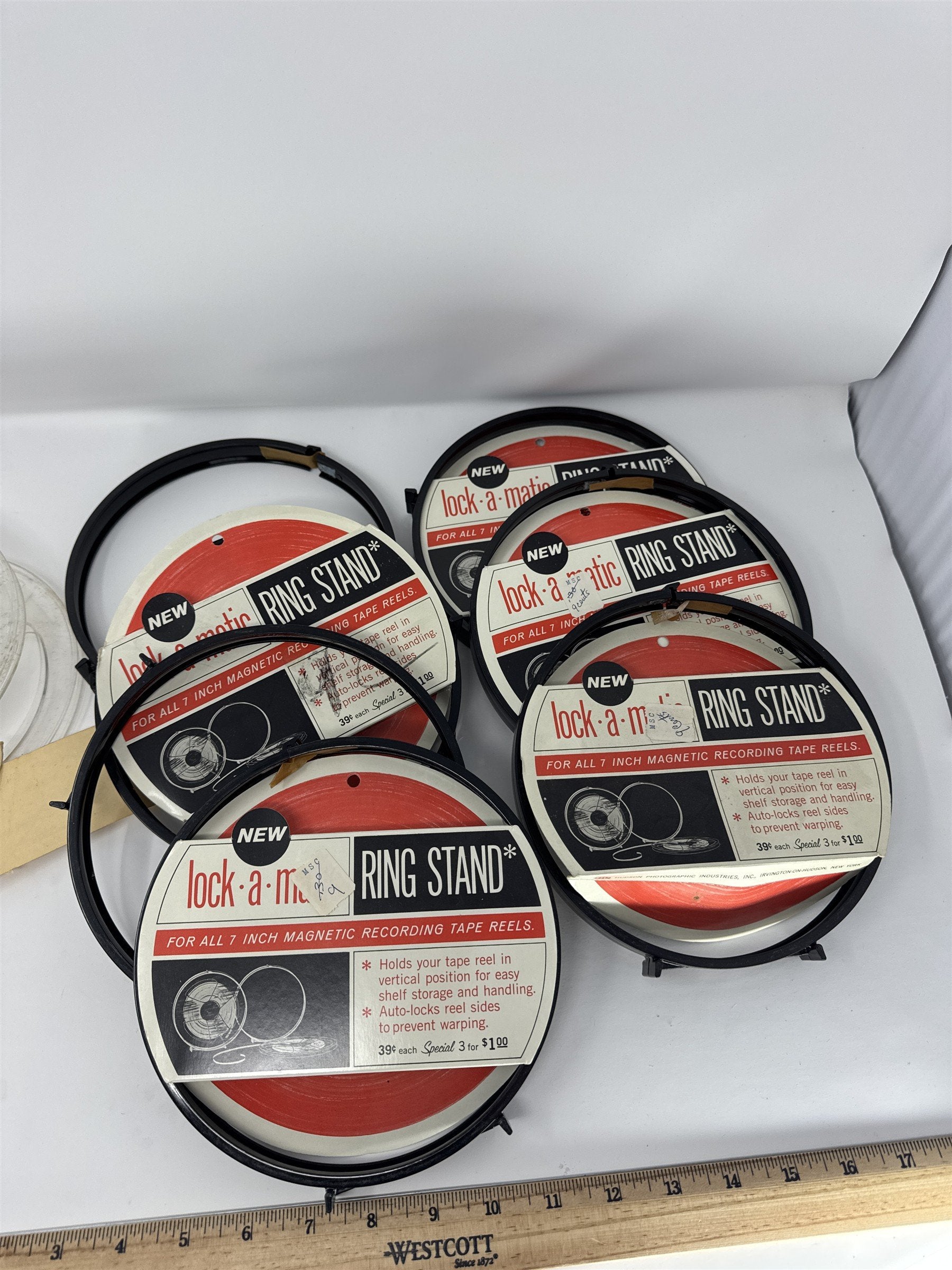 Vintage 7x Lock-A-Matic Ring Stand and 4x Scotch Reel to Reel Parts