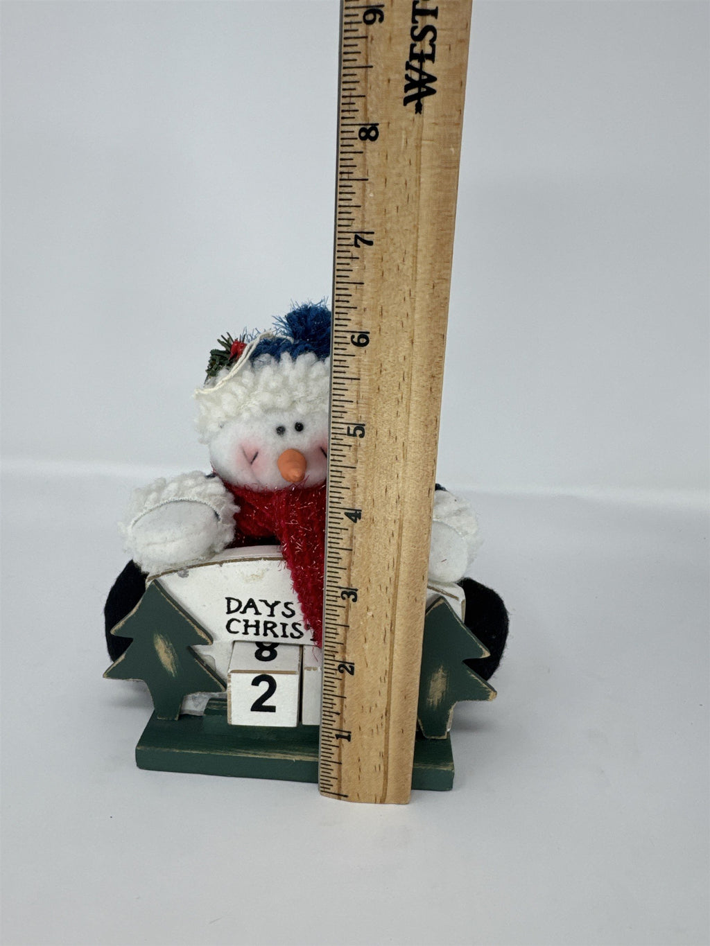 Vintage Snowman Christmas Countdown 6" Wood Block Perpetual Calendar Plush