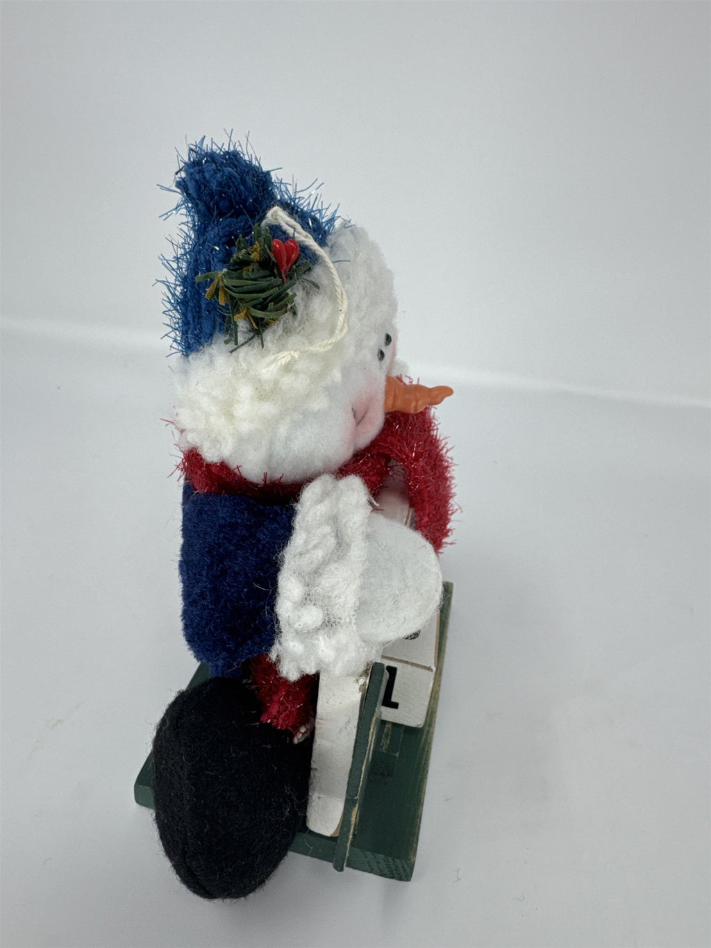 Vintage Snowman Christmas Countdown 6" Wood Block Perpetual Calendar Plush