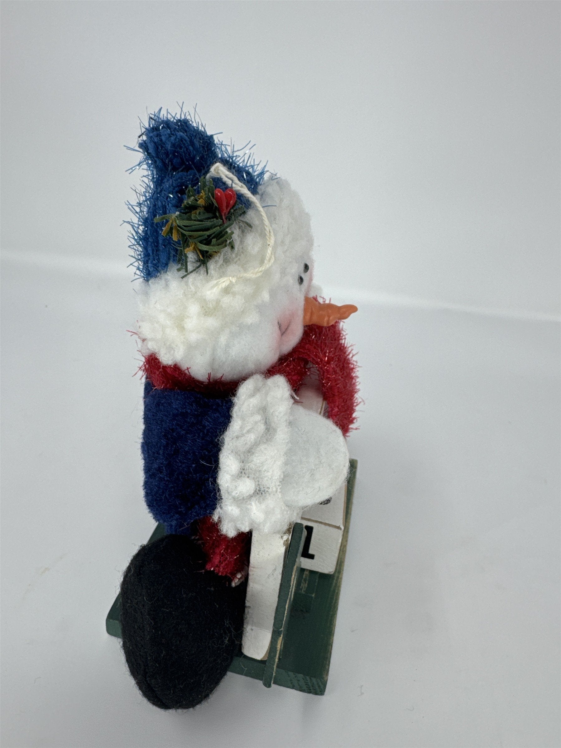 Vintage Snowman Christmas Countdown 6" Wood Block Perpetual Calendar Plush