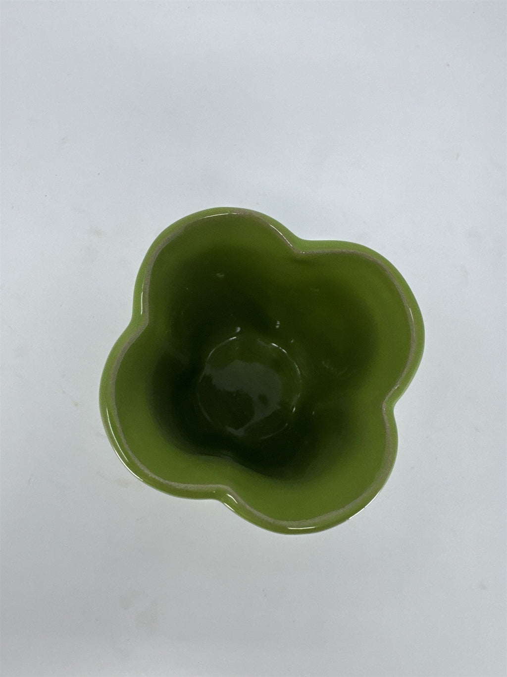 Mini Green Ceramic Planter 4" Scalloped Flower Pot Succulent Cactus Indoor Decor