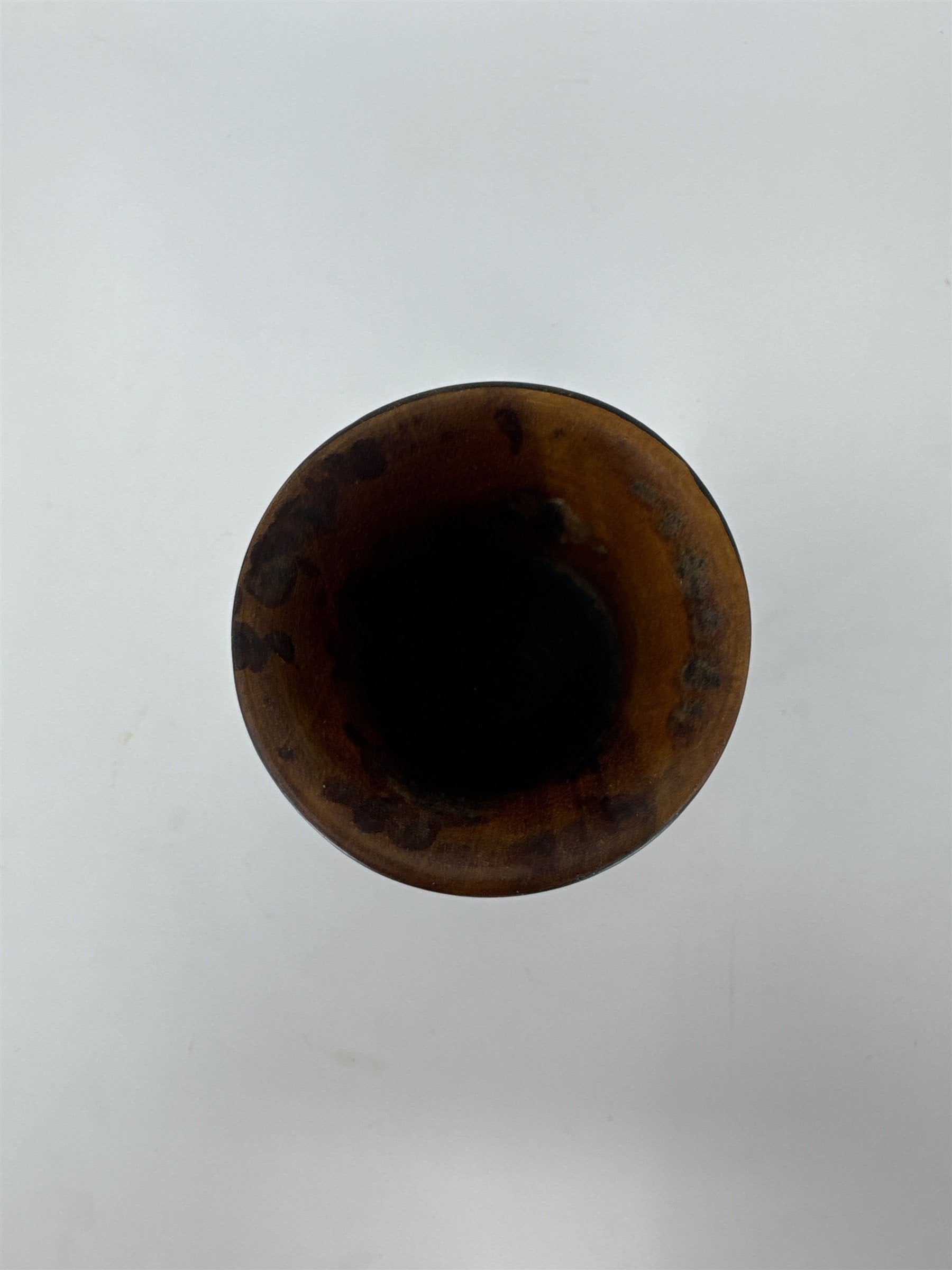 Vintage Hand Carved Wooden Bud Vase 5" Black Etched Floral Design Boho Decor