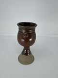 Vintage Studio Pottery Ceramic Goblet 6" Brown Glazed Chalice Hand Thrown Cup