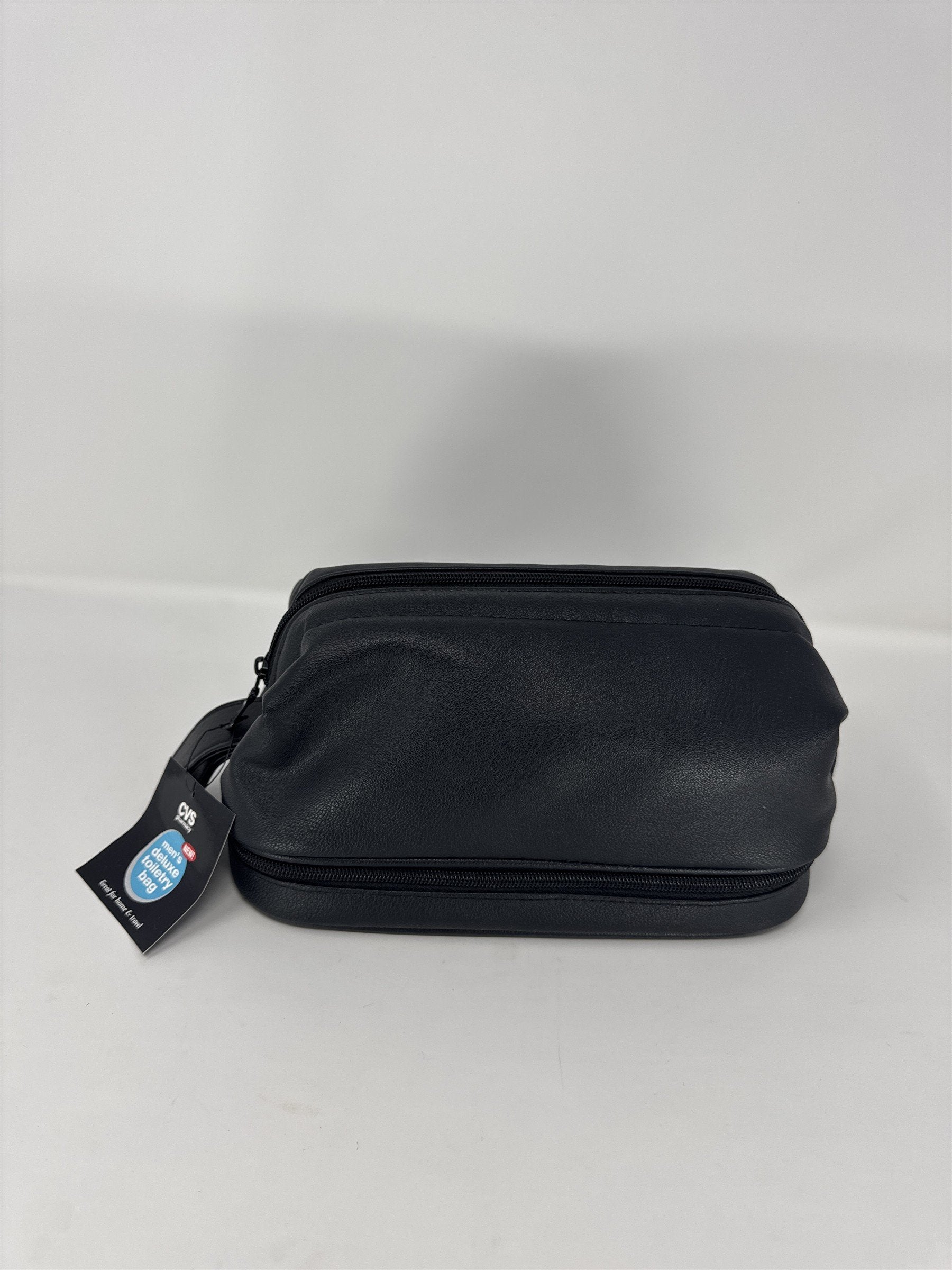 CVS Pharmacy Men's Deluxe Toiletry Bag New with Tags Black Faux Leather Travel