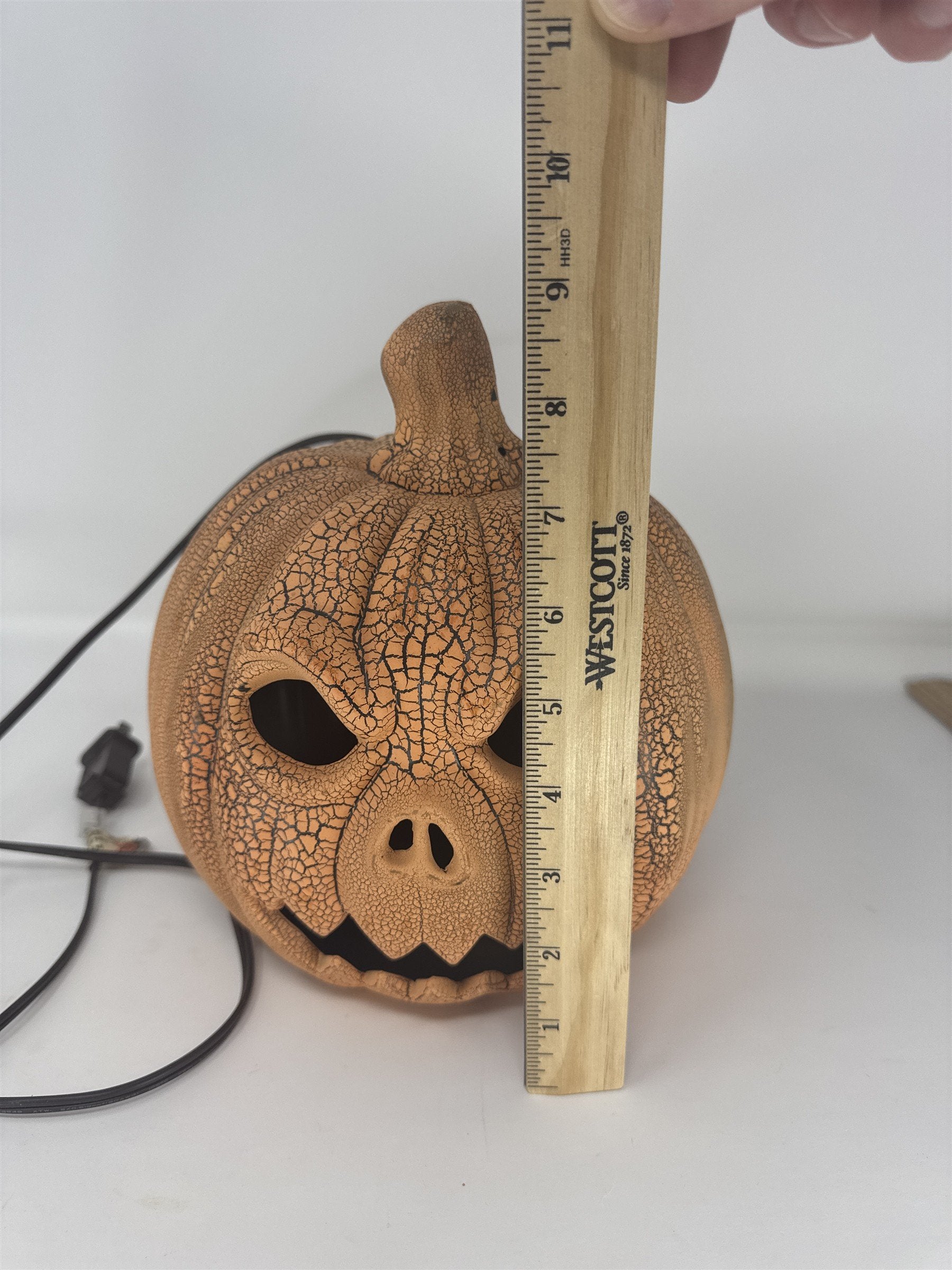 Vintage Scary Angry Pumpkin Jack-O-Lantern Light Up Blow Mold Halloween Decor
