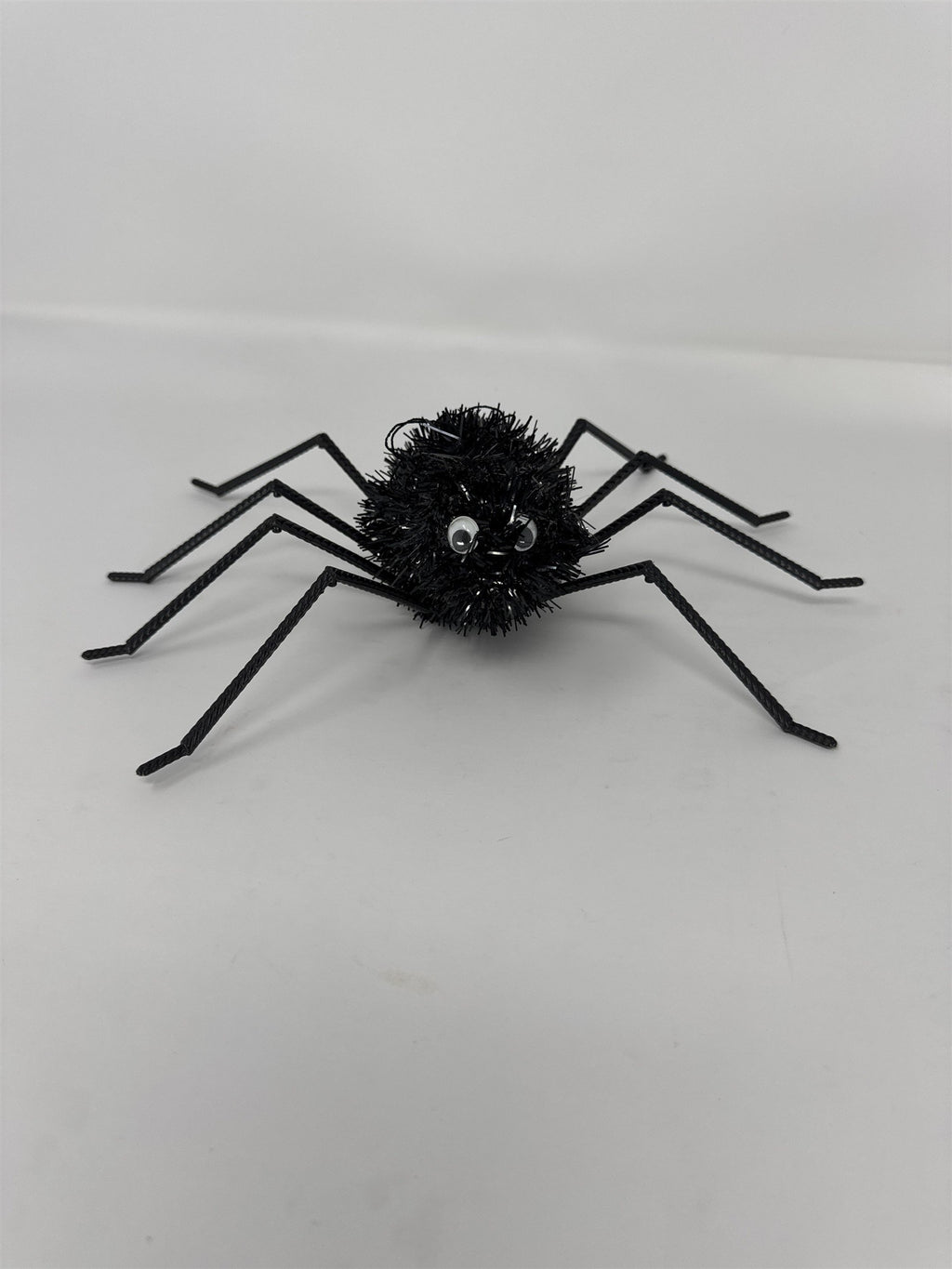 Halloween Tinsel Spider 8" Black Fuzzy Creepy Crawler Haunted House Prop Decor
