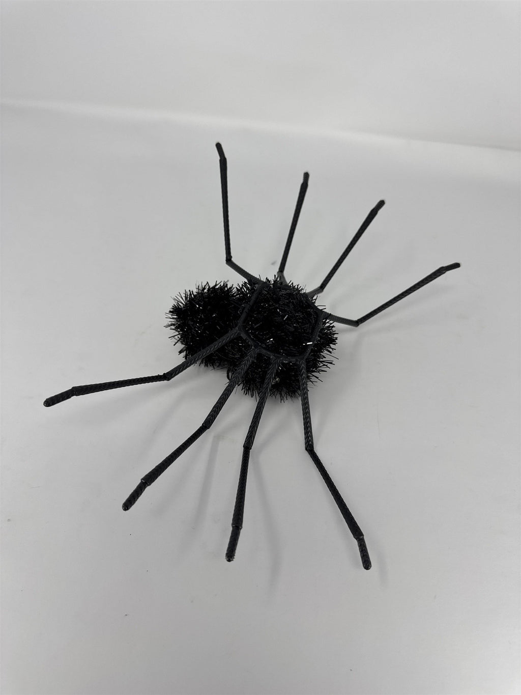 Halloween Tinsel Spider 8" Black Fuzzy Creepy Crawler Haunted House Prop Decor