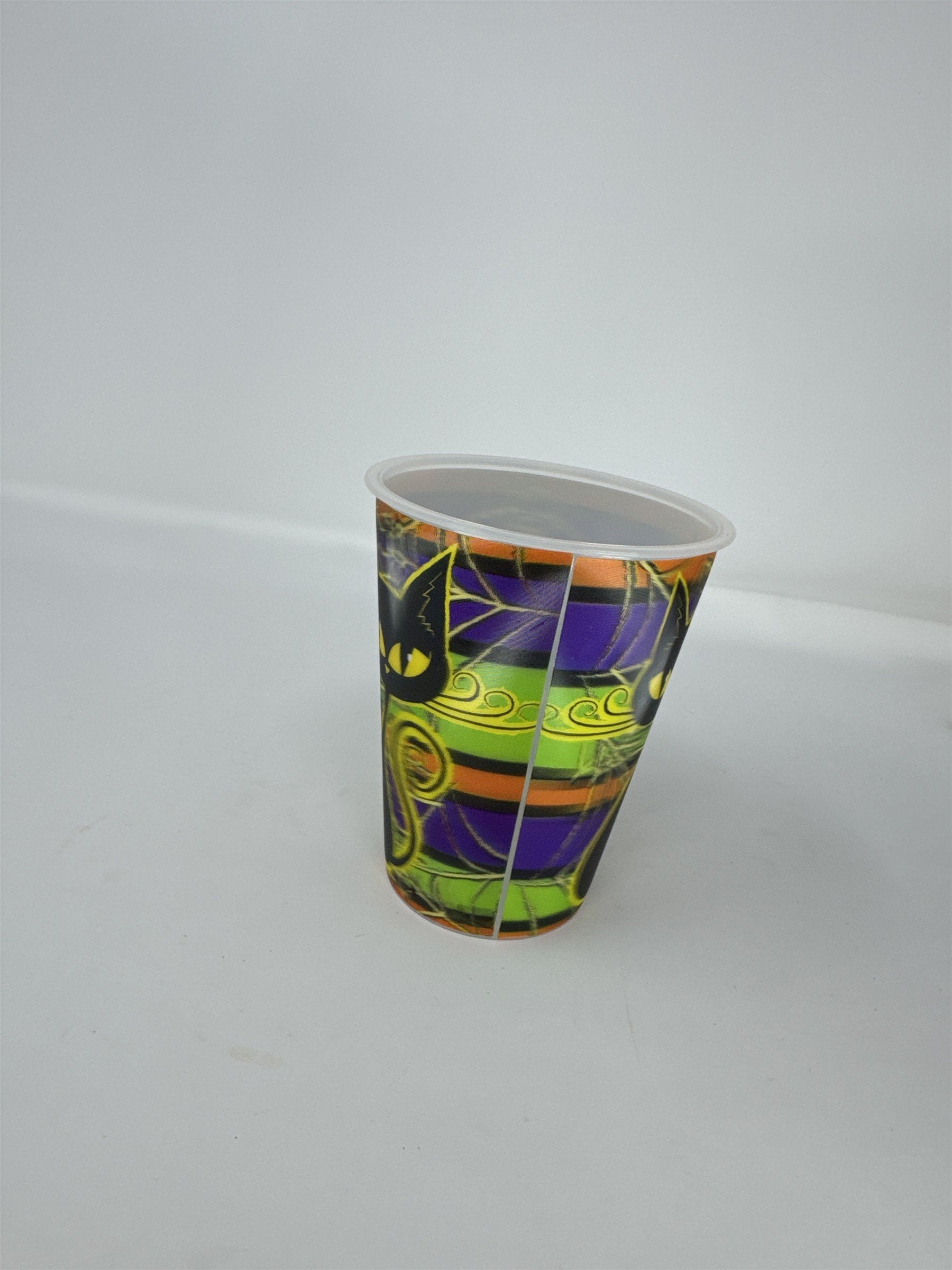 C. Grove Halloween Black Cat Holographic Plastic Cup 3D 16oz Party Decor 5"