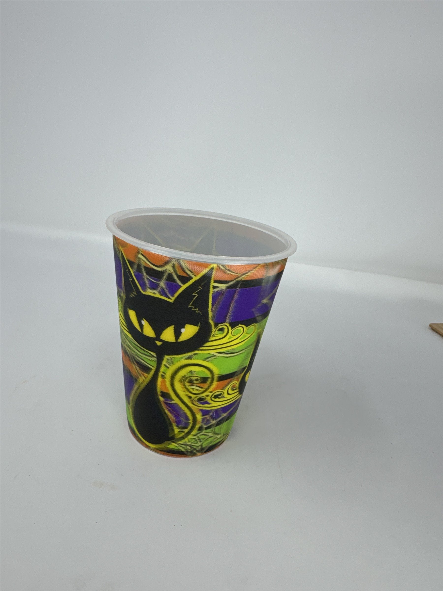 C. Grove Halloween Black Cat Holographic Plastic Cup 3D 16oz Party Decor 5"