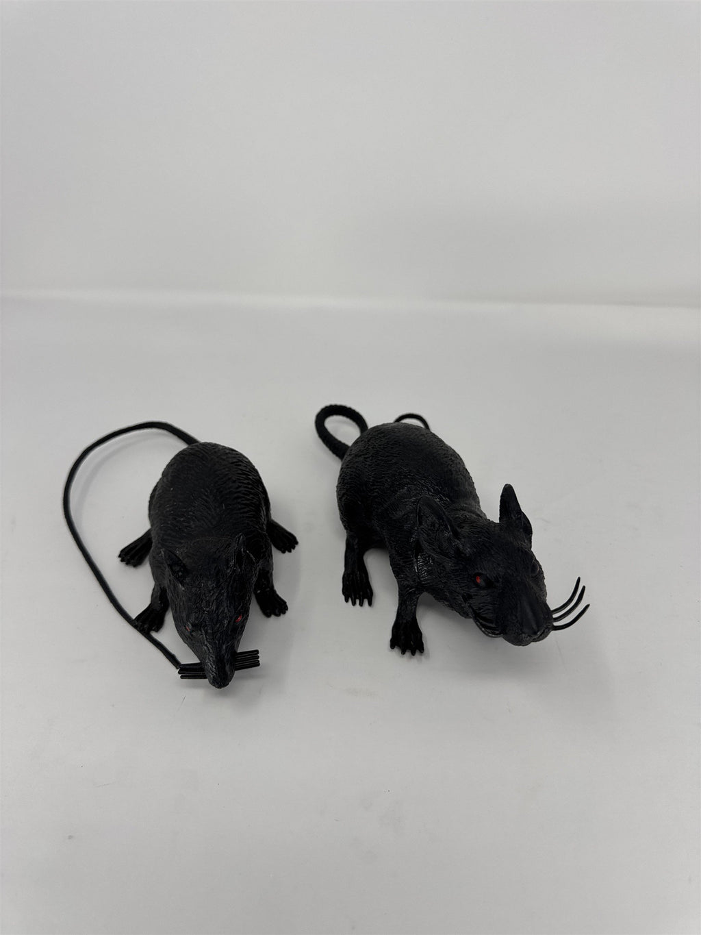 Halloween Realistic Black Rat Prop Set of 2 Plastic Rodent Haunted House Decor