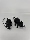 Halloween Realistic Black Rat Prop Set of 2 Plastic Rodent Haunted House Decor