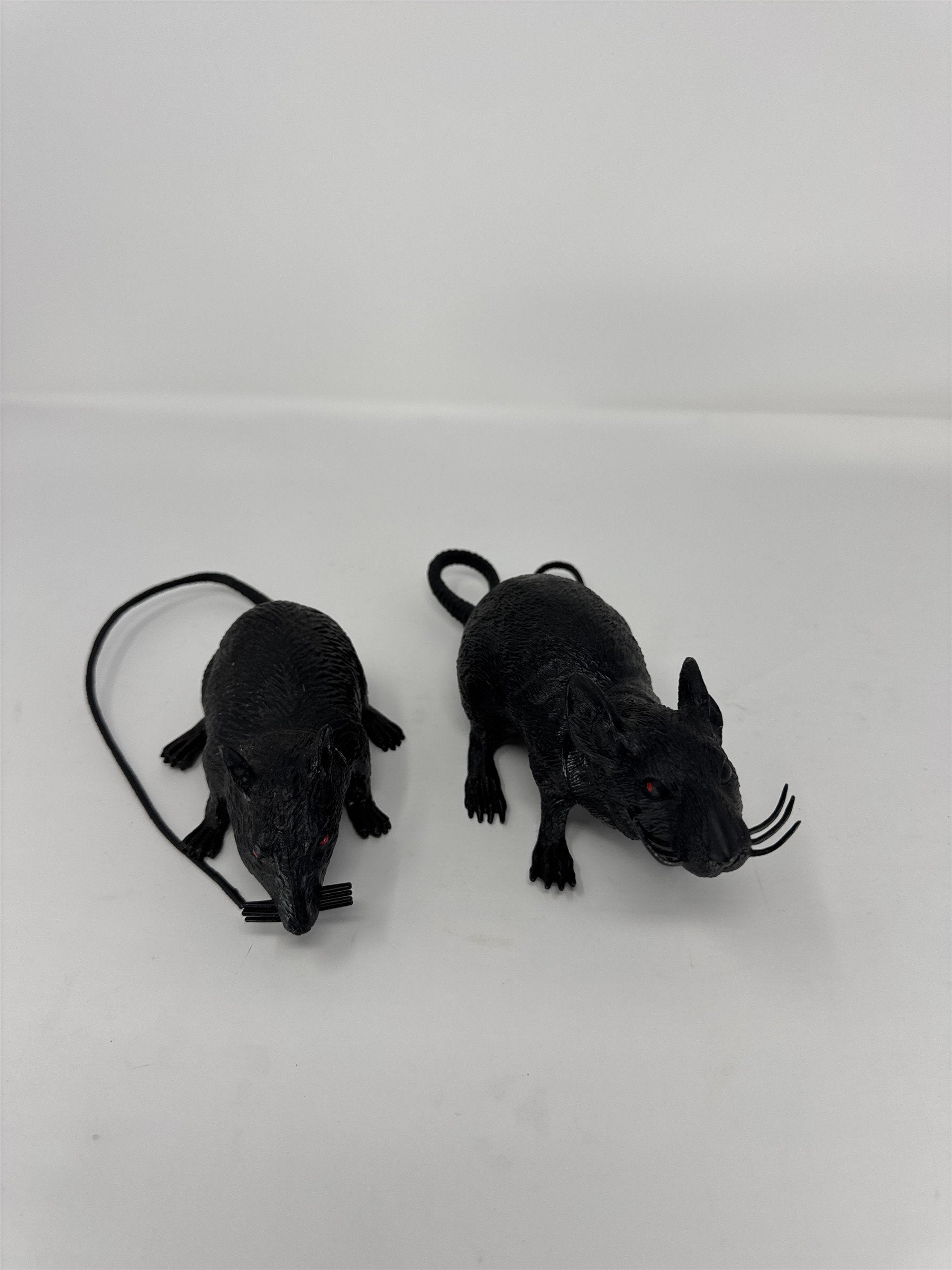 Halloween Realistic Black Rat Prop Set of 2 Plastic Rodent Haunted House Decor