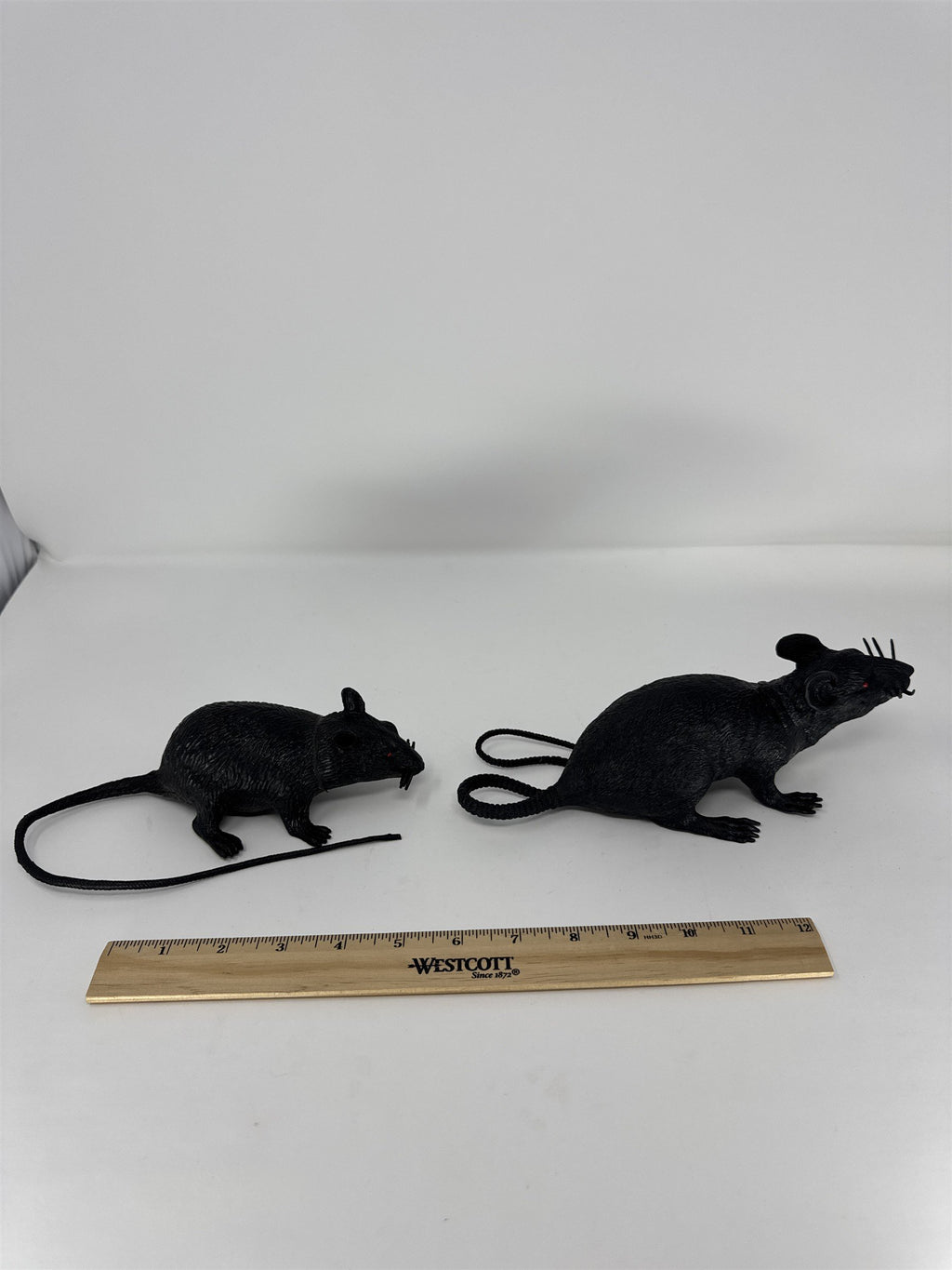 Halloween Realistic Black Rat Prop Set of 2 Plastic Rodent Haunted House Decor