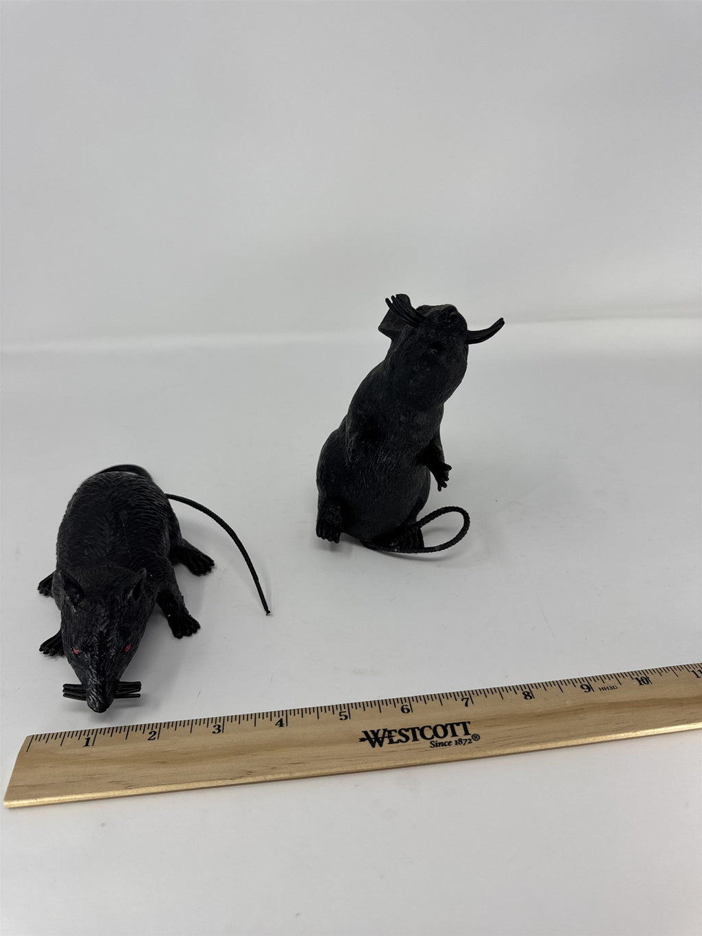 Halloween Realistic Black Rat Prop Lot of 2 Plastic Rodent Haunted House Decor