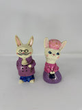 Vintage Japan Easter Bunny Figurine Pair Mid Century Anthropomorphic Rabbit 5"
