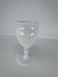 Vintage White Milk Glass Goblet Diamond Point Pattern Wine Water Chalice 6"