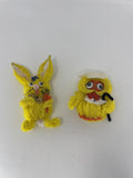 Vintage Easter Bunny and Owl Refrigerator Magnets Handmade Pipe Cleaners 2pc