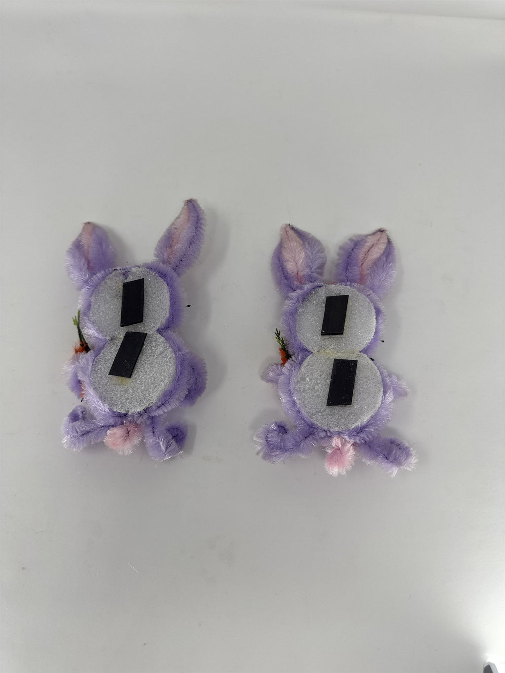 Vintage Easter Bunny Refrigerator Magnets Set of 2 Handmade Pipe Cleaner Kitsch