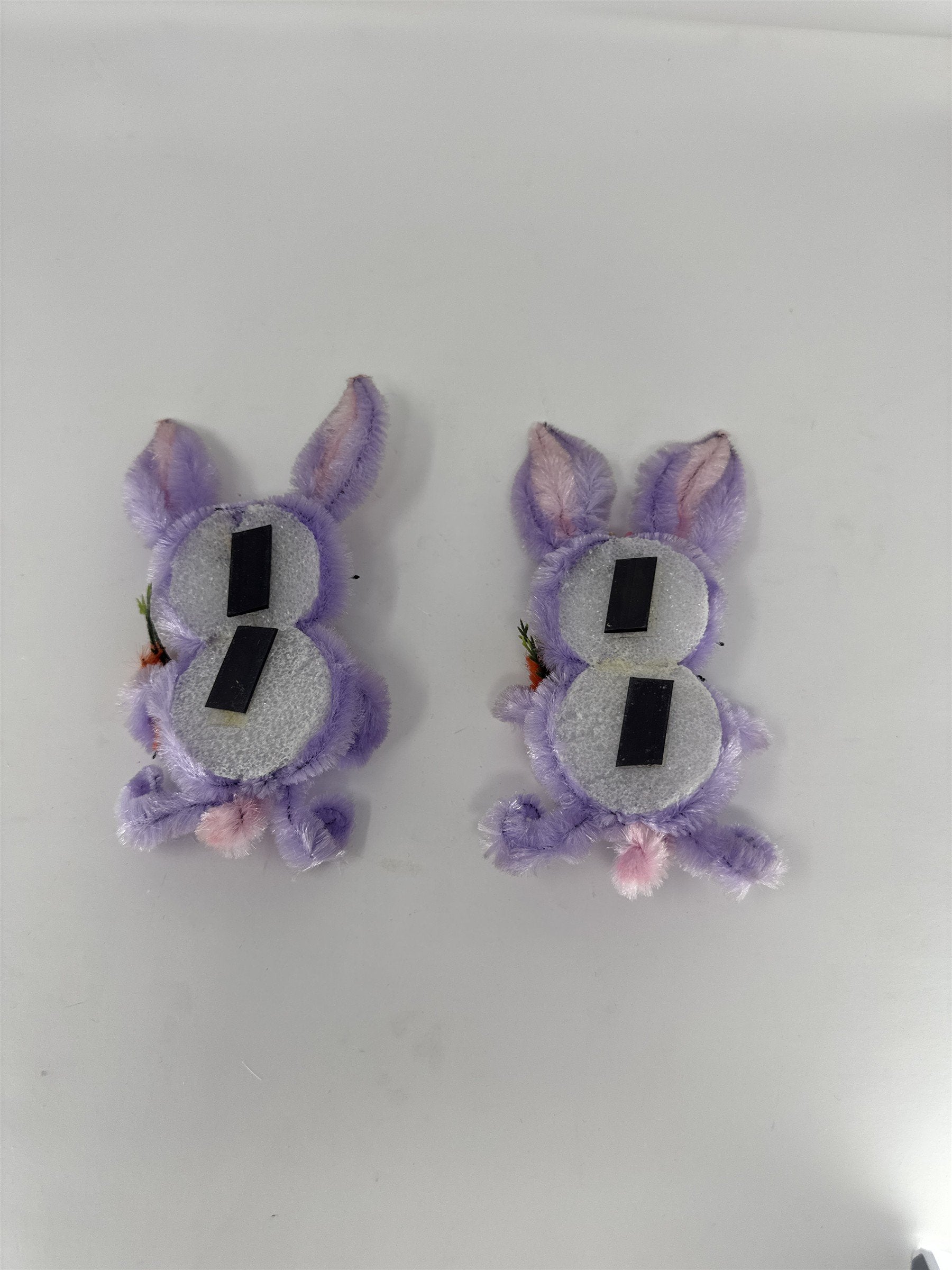 Vintage Easter Bunny Refrigerator Magnets Set of 2 Handmade Pipe Cleaner Kitsch